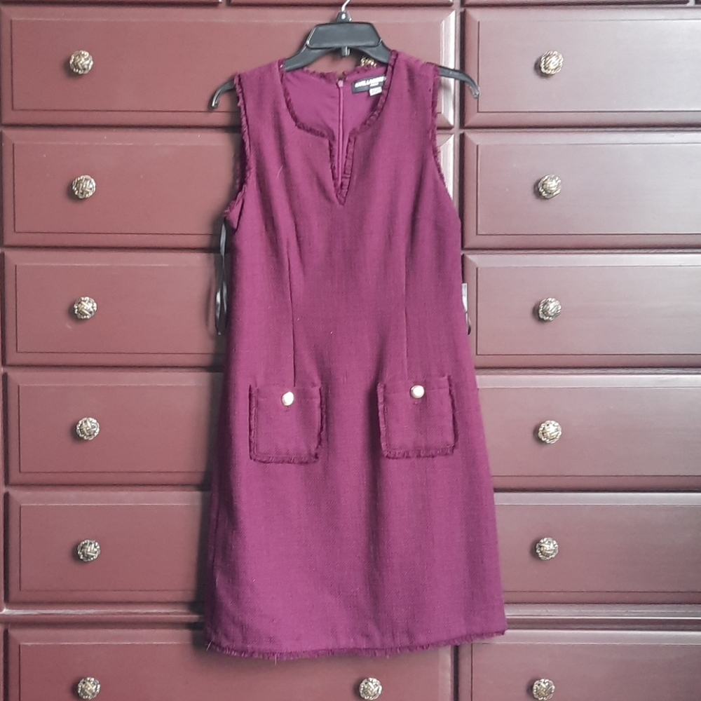 Karl Lagerfeld plum tweed sheath dress